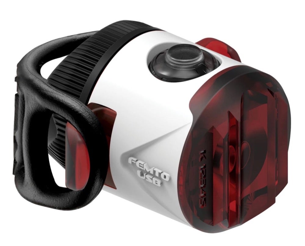 Ladattava led-takavalo LEZYNE Femto USB Drive, takavalo, valkoinen