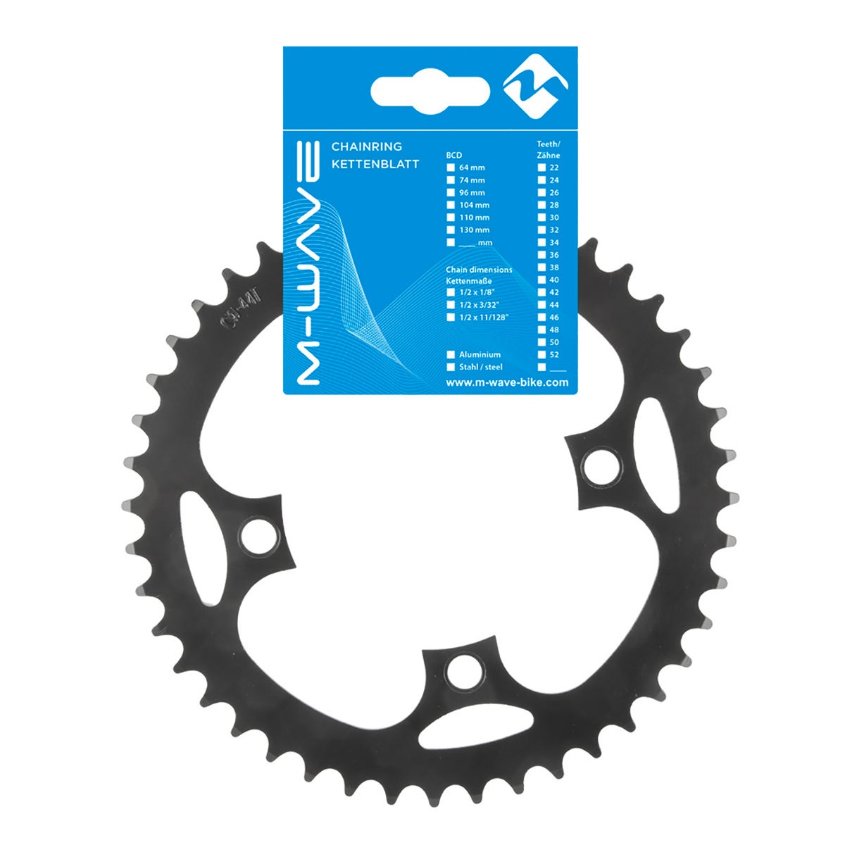 Ketjuratas E-bike, 44h, BCD104, ter&auml;s, musta