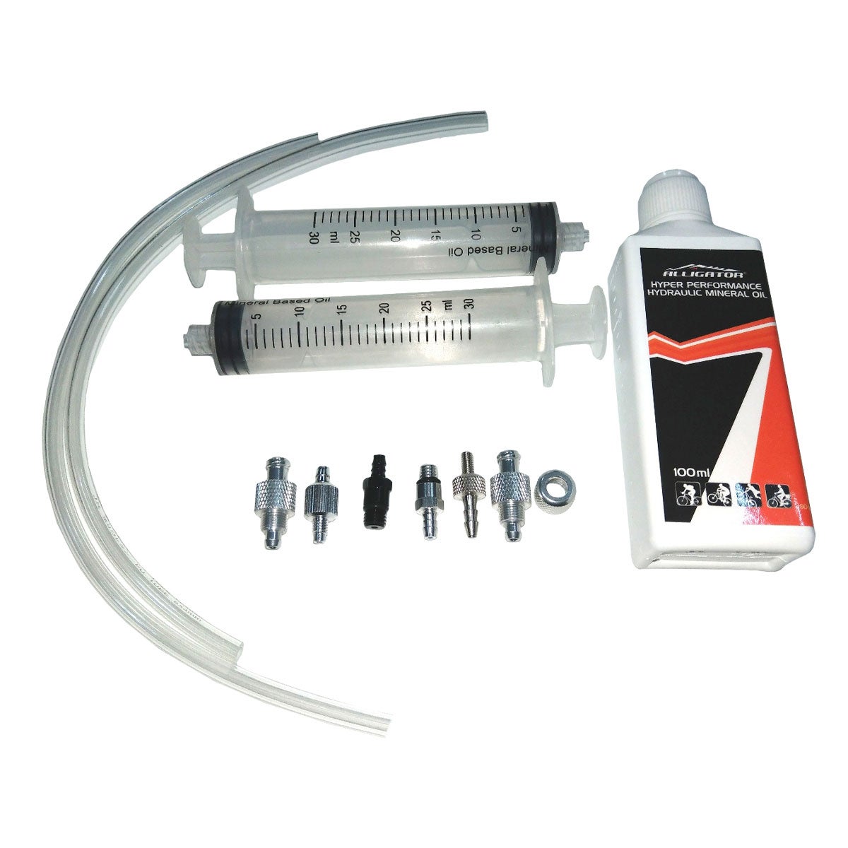 Hydraulijarrujen ilmaussarja ALLIGATOR, Shimano, Tektro, Magura, 100ml mineraal