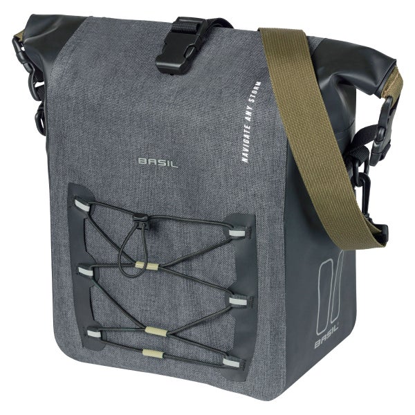 Sivulaukku BASIL Navigator Storm MIK Studs, M koko, 12-15l, musta, vesitiivis