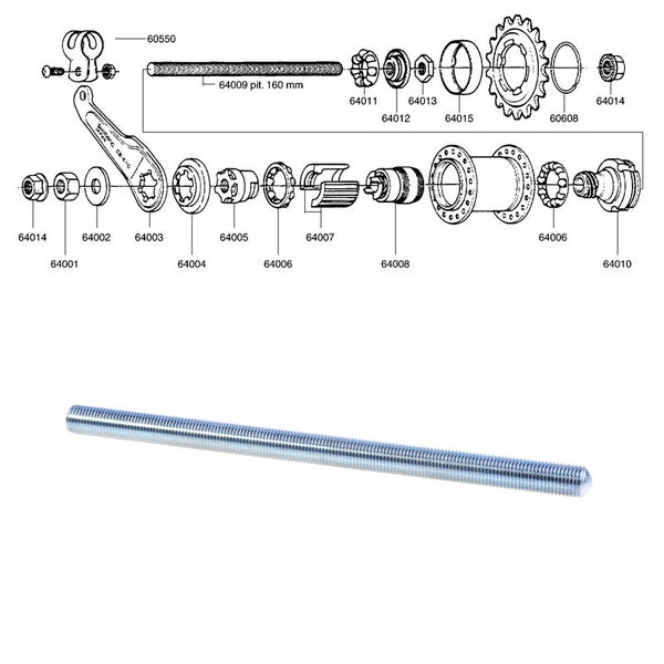 SHIMANO 1-v (CB-E110), akseli 160mm