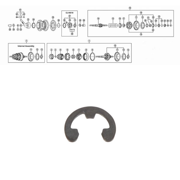 SHIMANO NEXUS 3-V JA 7-V, ( SG-3C40/41 JA SG-7C25/30),varmistinrengas D:9mm