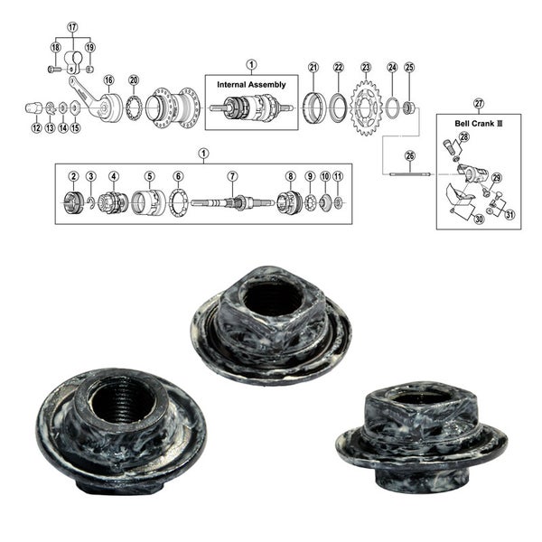 SHIMANO 3-v (SG-3C40/41), kuulakartio oikea p&ouml;lysuojalla