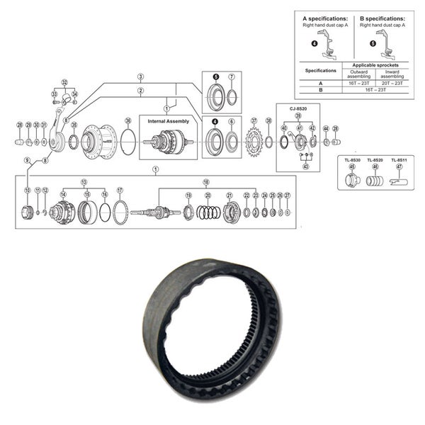 SHIMANO NEXUS 8-v (SG-8C31), hammasrengas