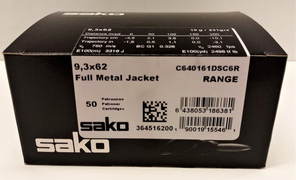 Sako 9,3X62 Range 15Gr 50Kpl