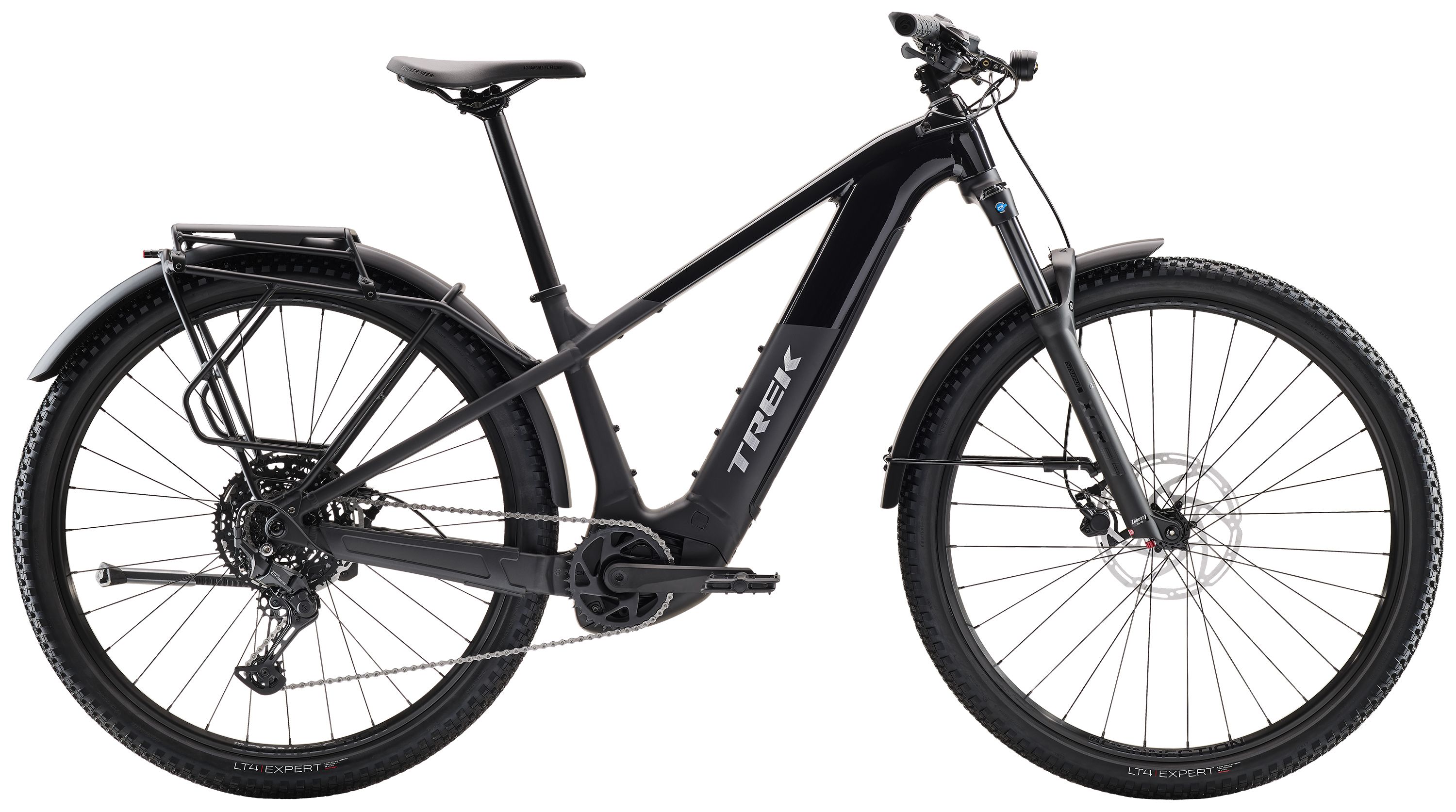 Trek Powerfly+ 4 Equipped Gen 5 sähkömaastopyörä - Väri: Gloss Dark Star/Matte Dark Web | Koko: L | Akkukoko: 600Wh